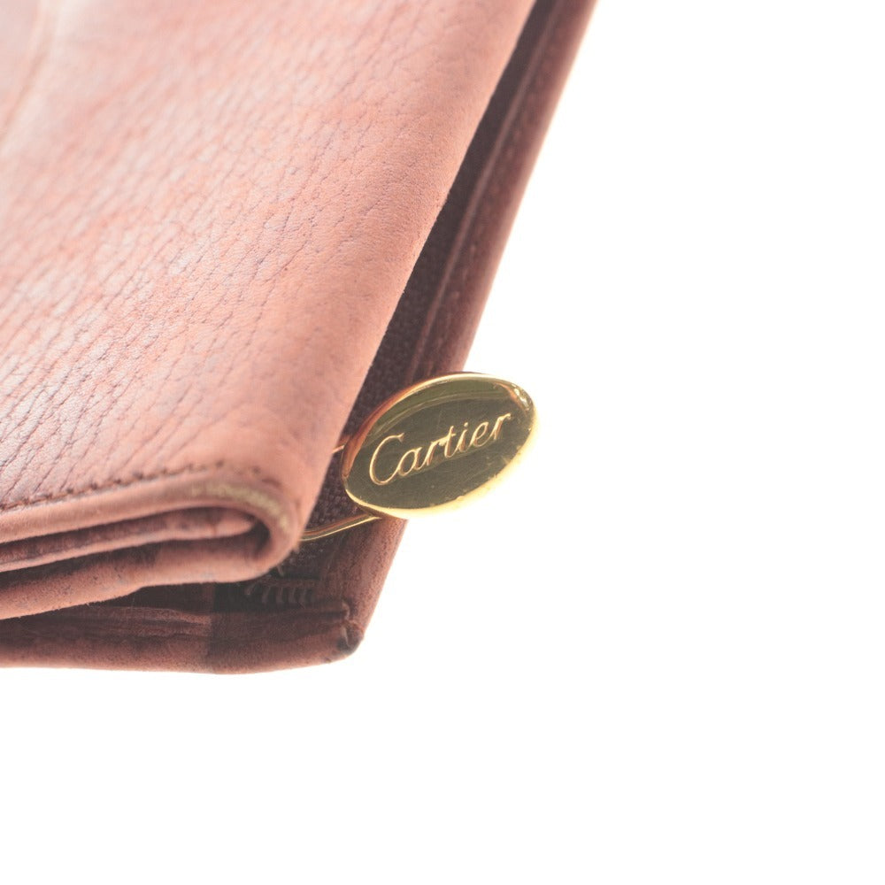 ■ Cartier カルティエ ポーチ ファスナー ポケット レザー 小物入れ レディース ボルドー系