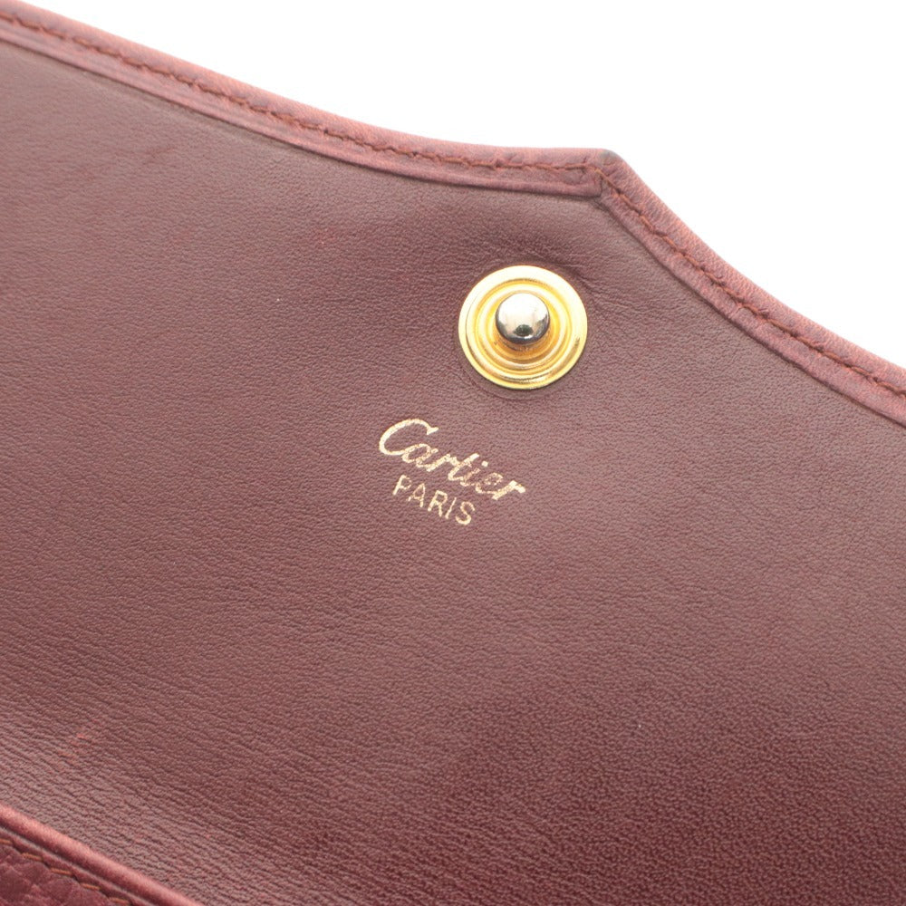■ Cartier カルティエ ポーチ ファスナー ポケット レザー 小物入れ レディース ボルドー系