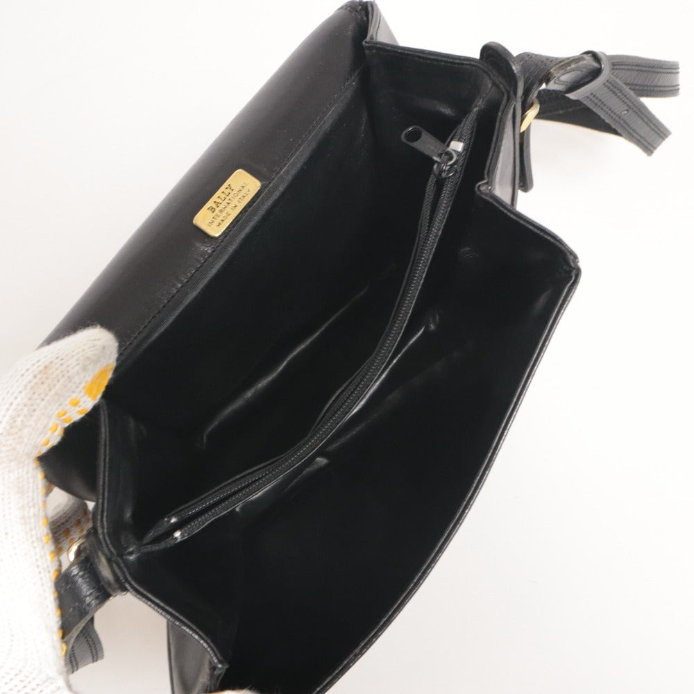 ■ BALLY バリー ショルダーバッグ 鞄 ファスナーポケット マグネット ロゴ金具 レディース ブラック