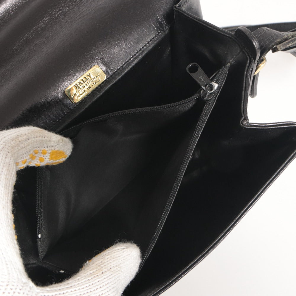 ■ BALLY バリー ショルダーバッグ 鞄 ファスナーポケット マグネット ロゴ金具 レディース ブラック