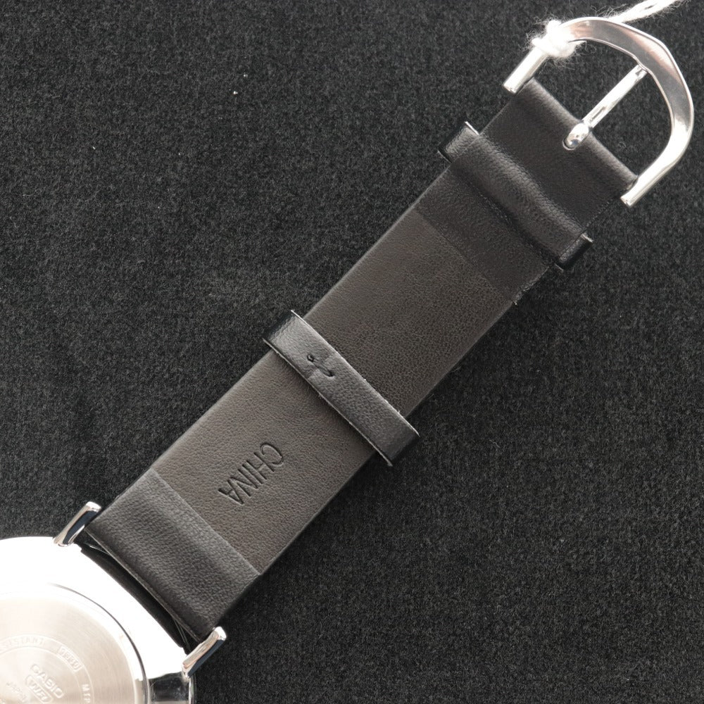 ■ CASIO 腕時計 チープカシオ MTP-VT04L-7EDF クオーツ ホワイト ブラックレザーバンド メンズ 海外モデル 並行輸入品 タグ付き 未使用