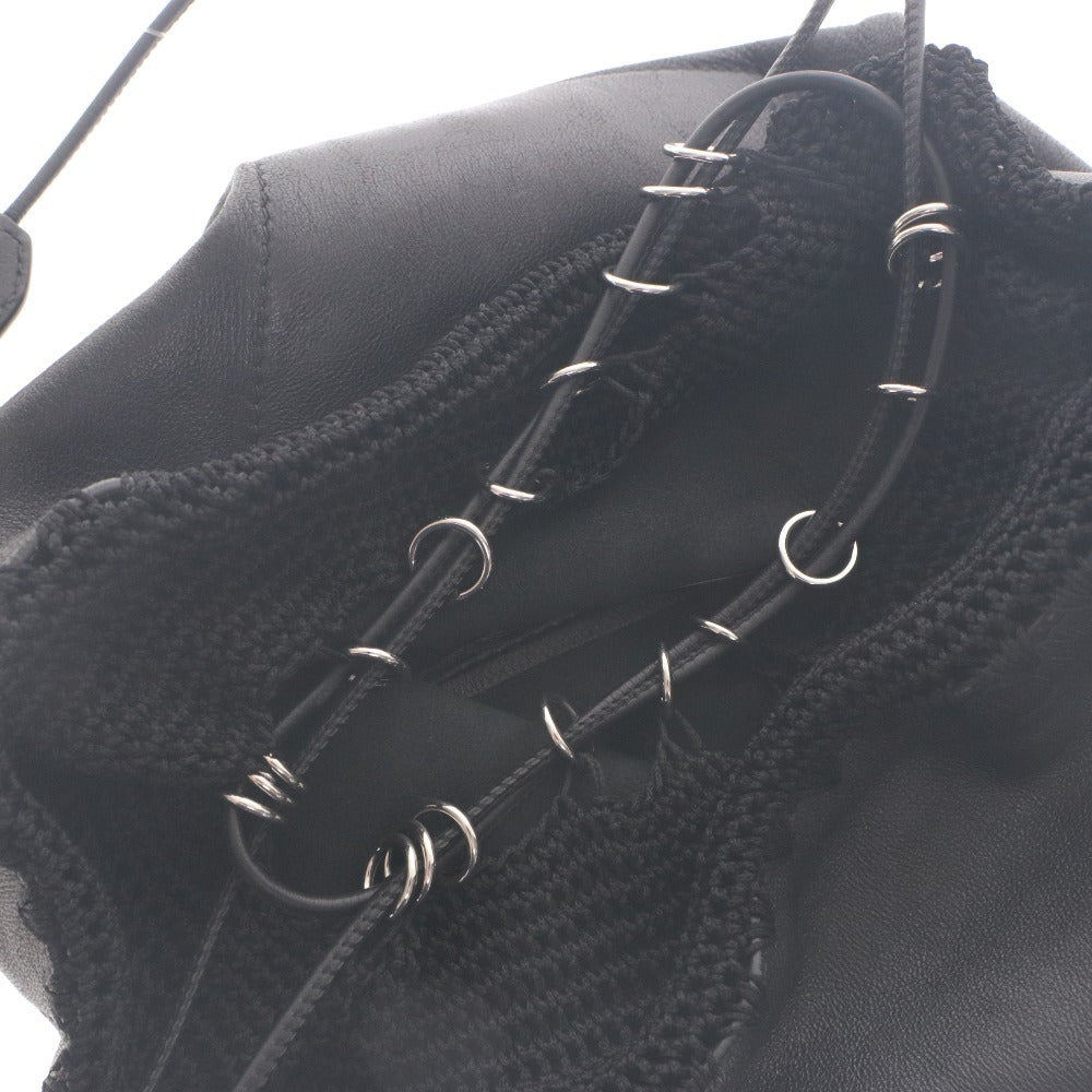 ■ JIL SANDER ジルサンダー ショルダーバッグ 鞄 ドローストリング レザー 牛革 レディース メンズ 黒 ブラック