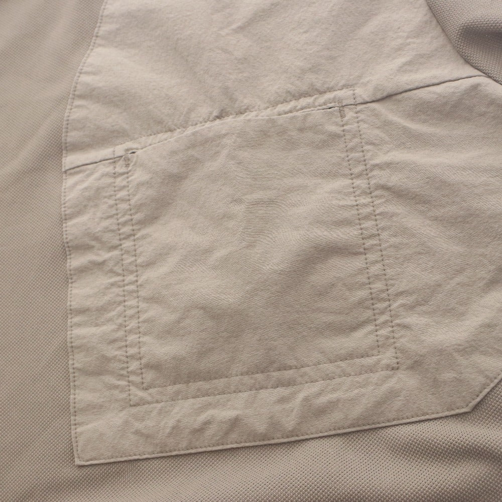 ■ DESCENDANT ディセンダント 半袖 Tシャツ カットソー トップス ロゴ刺繍 胸ポケット メンズ L カーキグレー