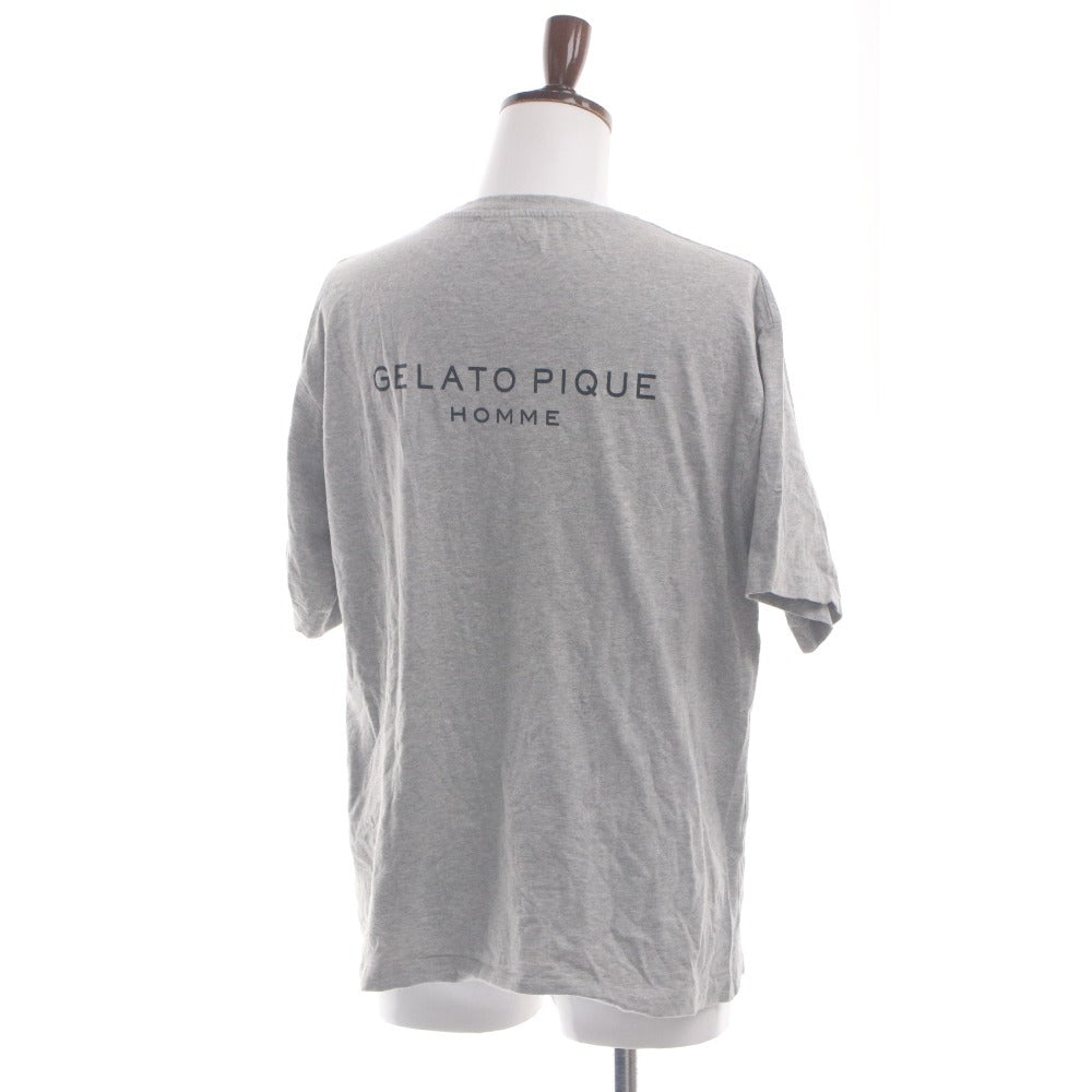■ GELATO PIQUE HOMME ロゴプルオーバー 半袖 Tシャツ トップス カットソー 胸ポケット メンズ L ライトグレー