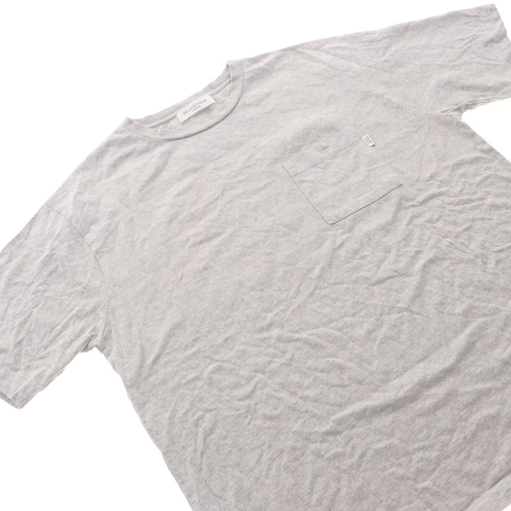 ■ GELATO PIQUE HOMME ロゴプルオーバー 半袖 Tシャツ トップス カットソー 胸ポケット メンズ L ライトグレー