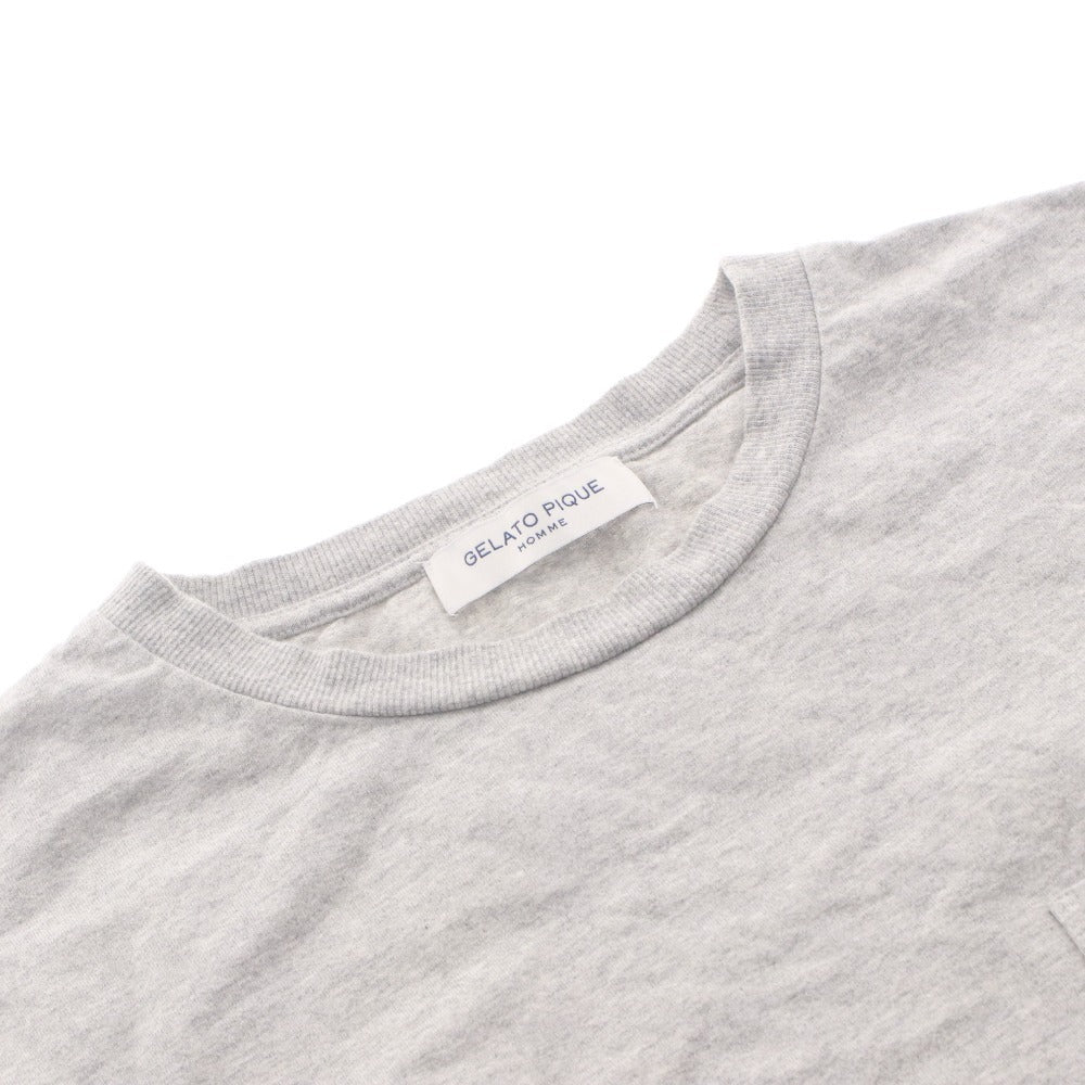 ■ GELATO PIQUE HOMME ロゴプルオーバー 半袖 Tシャツ トップス カットソー 胸ポケット メンズ L ライトグレー