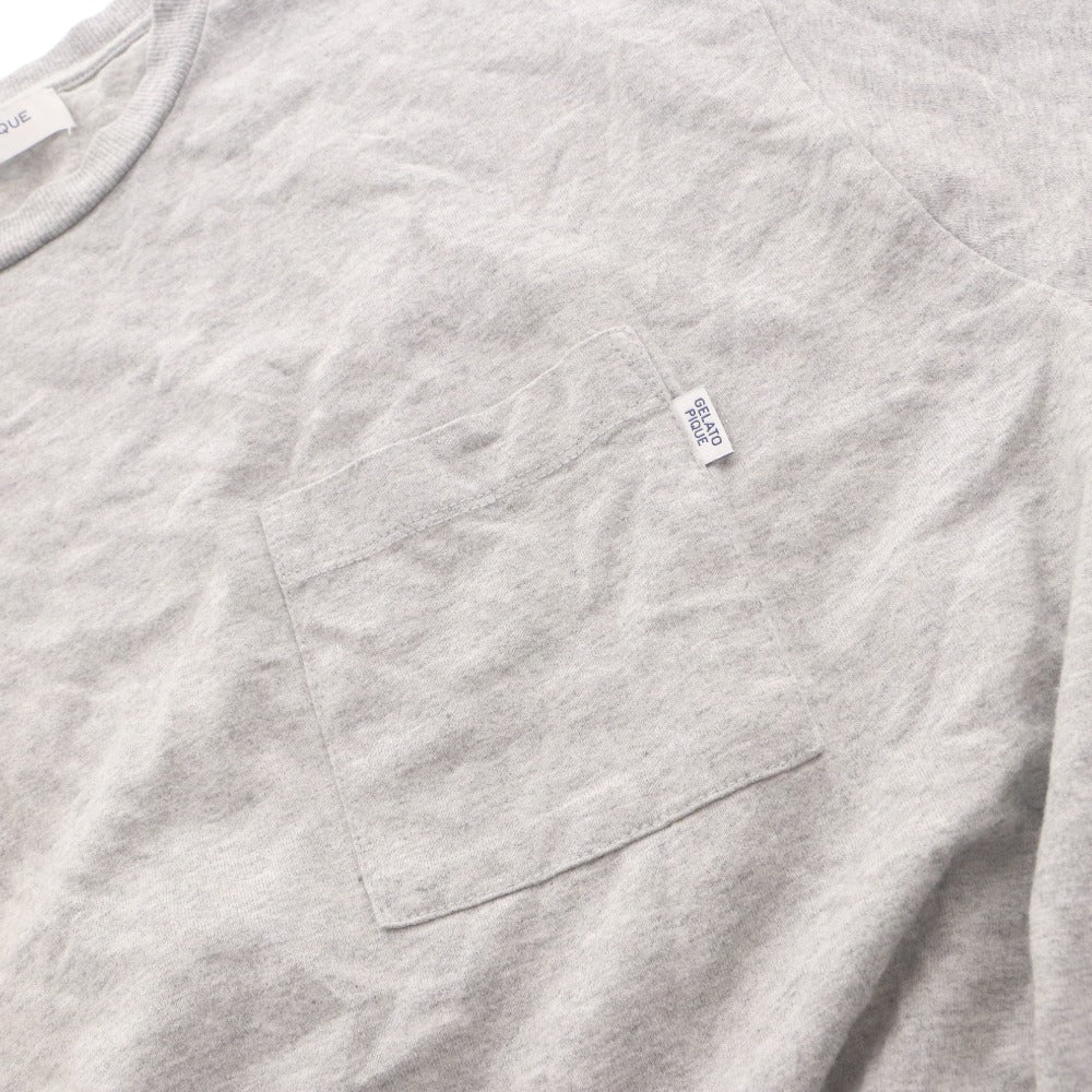 ■ GELATO PIQUE HOMME ロゴプルオーバー 半袖 Tシャツ トップス カットソー 胸ポケット メンズ L ライトグレー