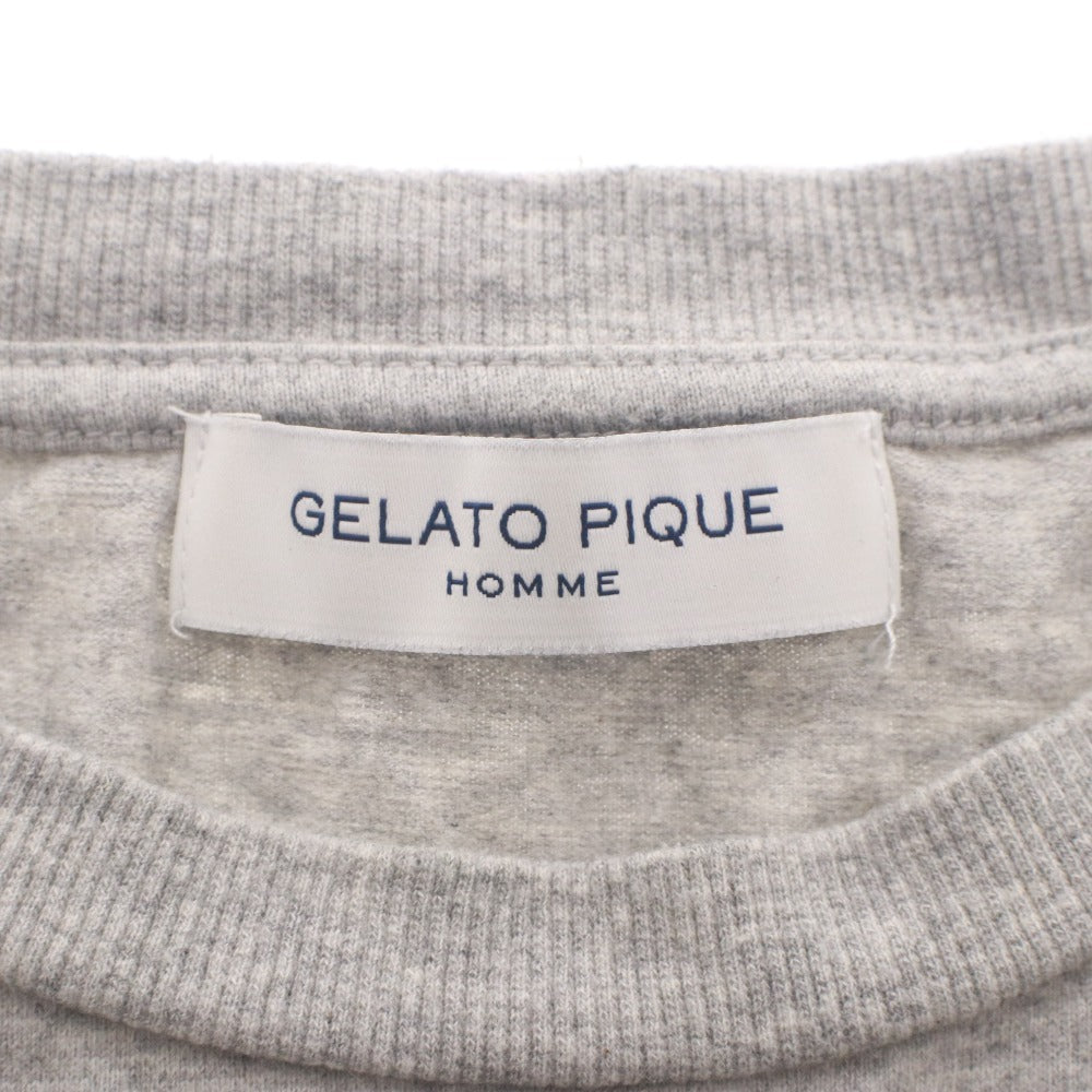 ■ GELATO PIQUE HOMME ロゴプルオーバー 半袖 Tシャツ トップス カットソー 胸ポケット メンズ L ライトグレー