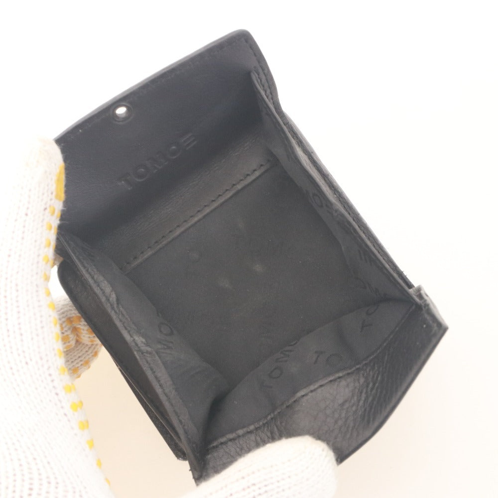 ■ TOMOE トモエ 二つ折り財布 小銭 札 カード入れ 内側ロゴ柄 メンズ レディース ブラック 黒