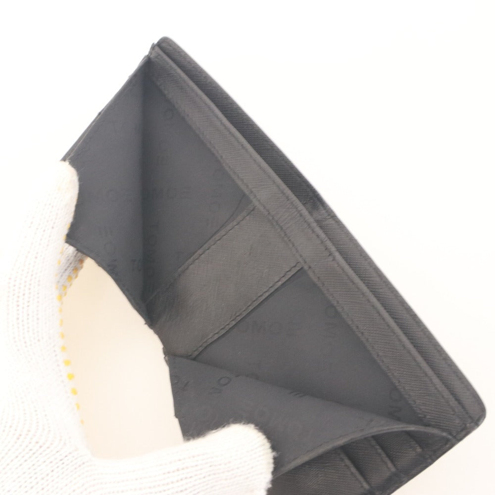 ■ TOMOE トモエ 二つ折り財布 小銭 札 カード入れ 内側ロゴ柄 メンズ レディース ブラック 黒