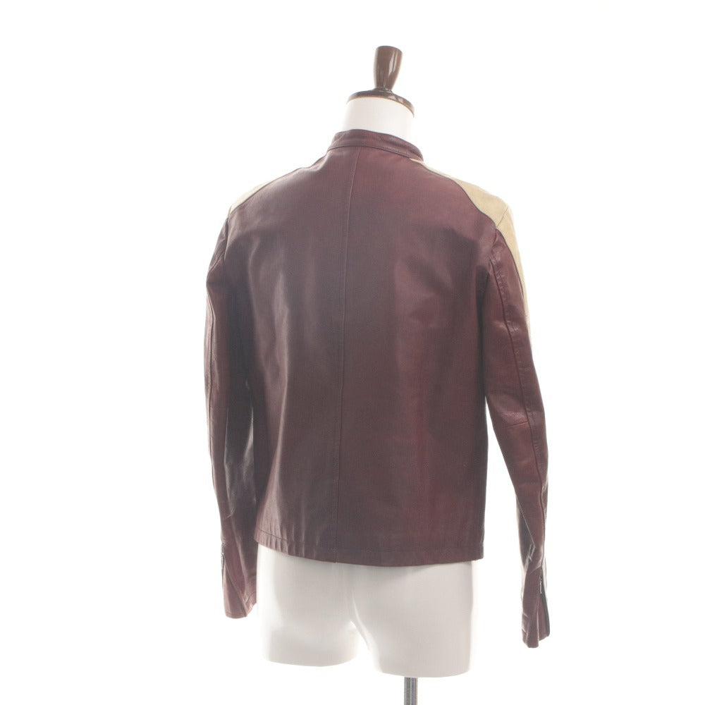 ■ COMME CA DU MODE MEN Leather Jacket Long Sleeve Outerwear Leather Zip Up Shoulder Line Men's 2 (M equivalent) Bordeaux Beige Sample Product
