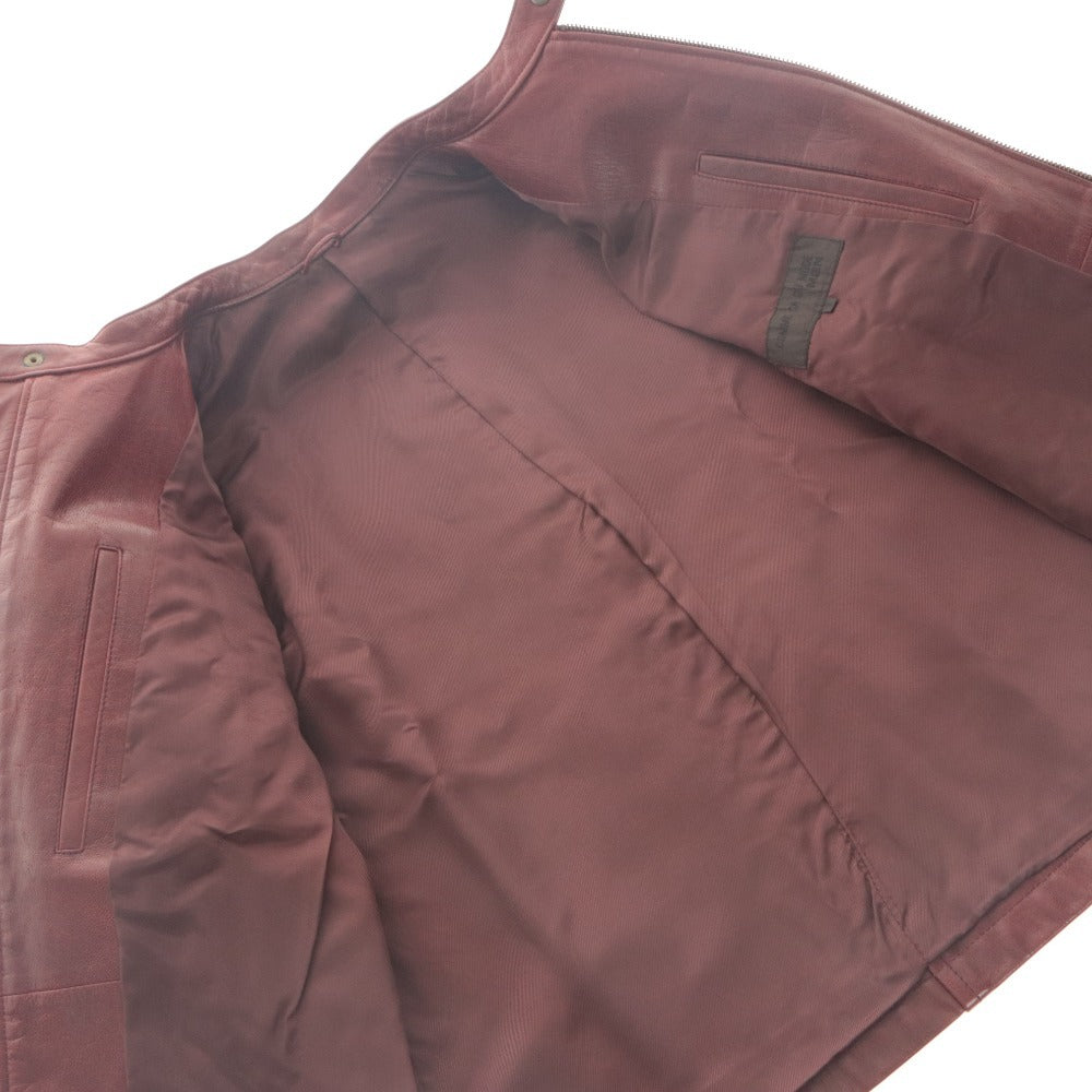 ■ COMME CA DU MODE MEN Leather Jacket Long Sleeve Outerwear Leather Zip Up Shoulder Line Men's 2 (M equivalent) Bordeaux Beige Sample Product
