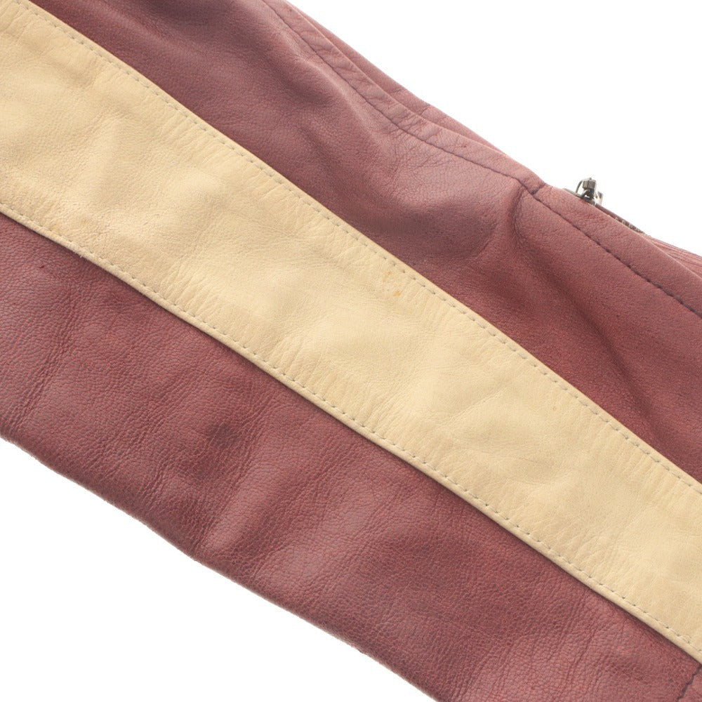 ■ COMME CA DU MODE MEN Leather Jacket Long Sleeve Outerwear Leather Zip Up Shoulder Line Men's 2 (M equivalent) Bordeaux Beige Sample Product