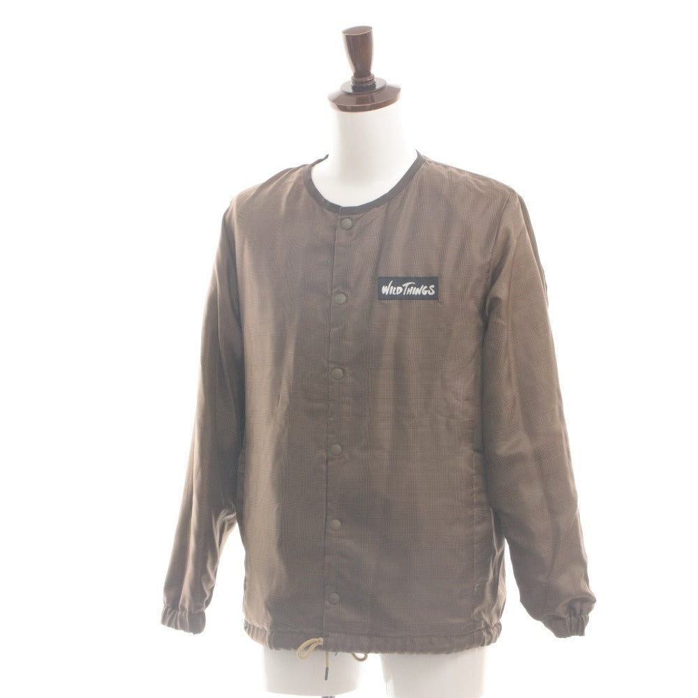 ■ WILD THINGS x nano・universe Exclusive Reversible Collarless Jacket Long Sleeve Outer Padded Men's S Gold Fuchsia Brown