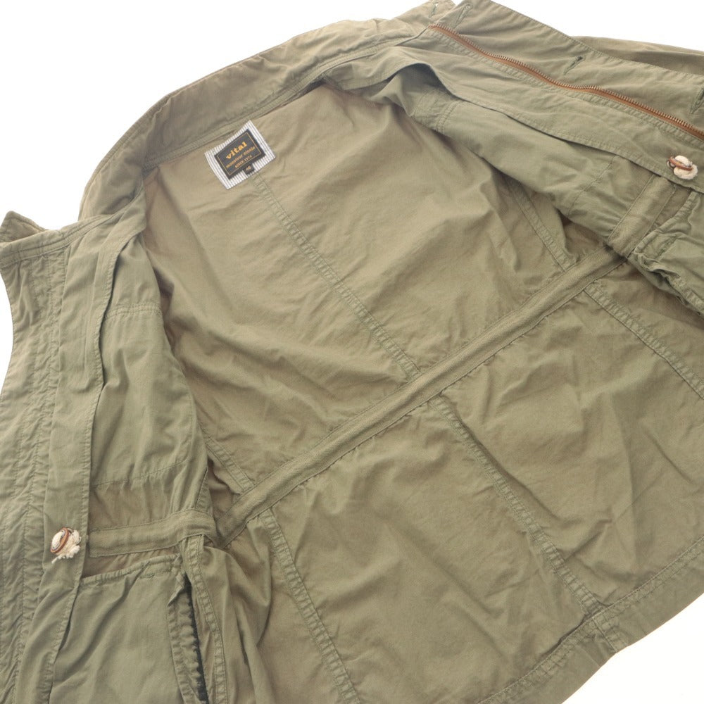 ■ vital MONSIEUR NICOLE Safari Jacket Long Sleeve Outerwear Military Field Button Zip Up Men's 46 (M equivalent) Khaki