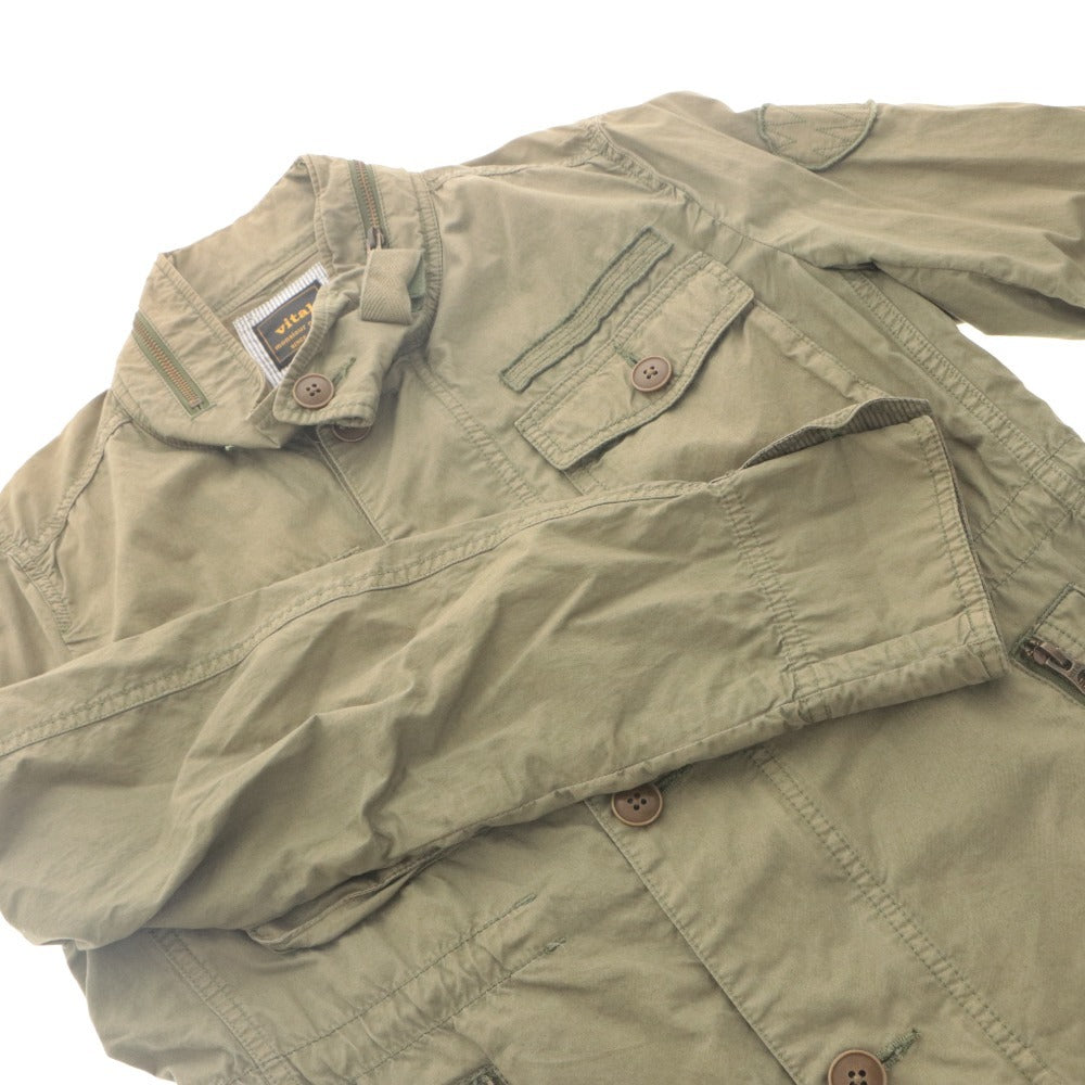 ■ vital MONSIEUR NICOLE Safari Jacket Long Sleeve Outerwear Military Field Button Zip Up Men's 46 (M equivalent) Khaki