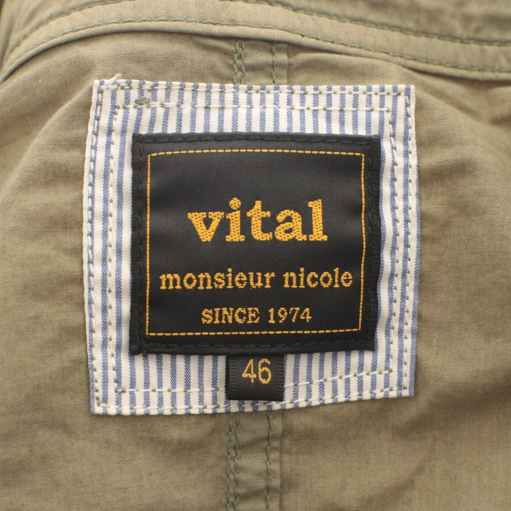 ■ vital MONSIEUR NICOLE Safari Jacket Long Sleeve Outerwear Military Field Button Zip Up Men's 46 (M equivalent) Khaki