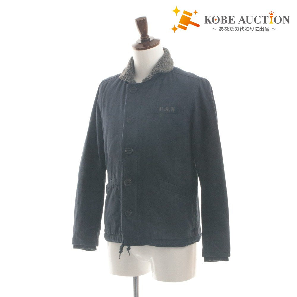■ BEAMS HEART USN N-1 Deck Jacket Long Sleeve Outerwear US Navy Cold Weather Motif Applique Logo Zip-up Men's S Navy