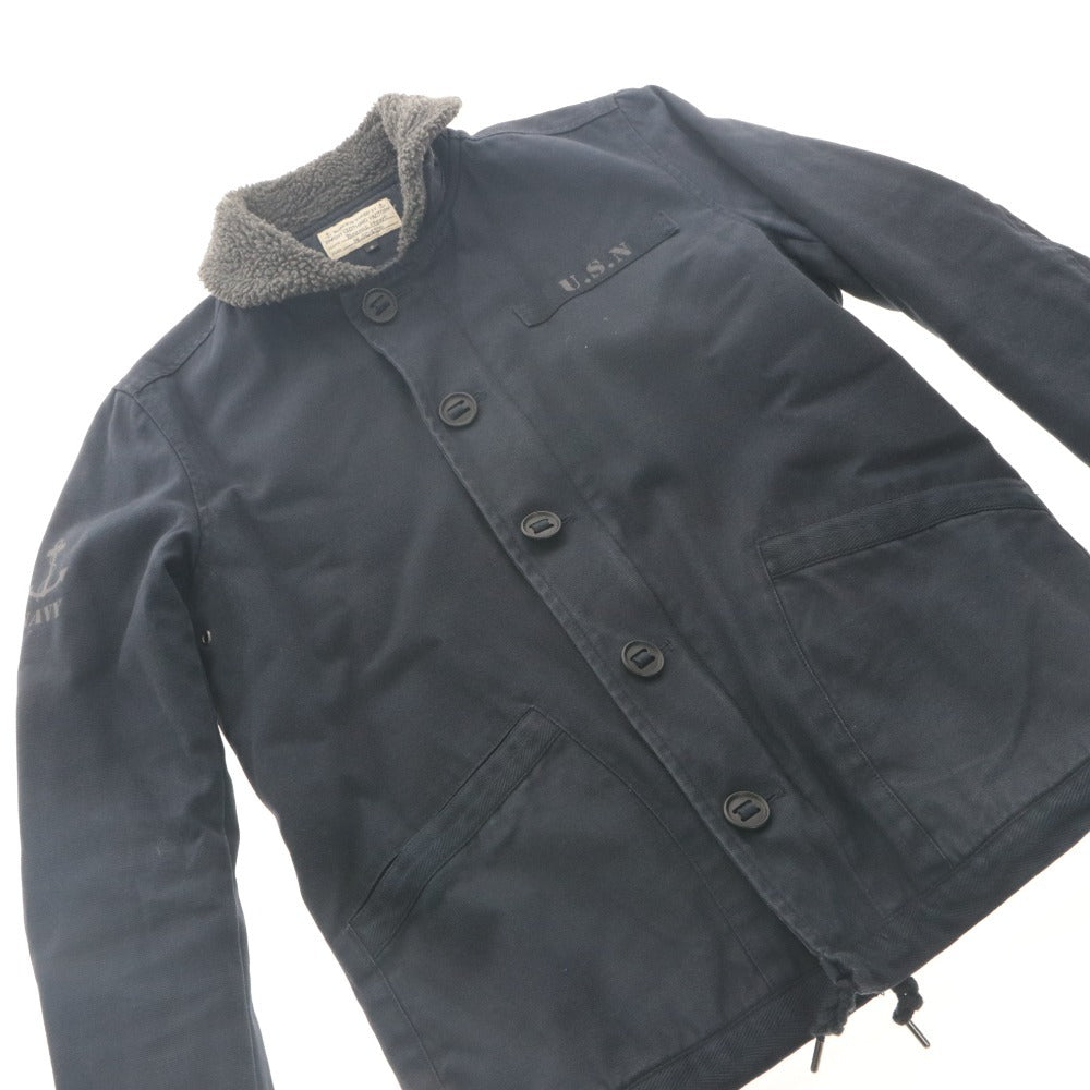 ■ BEAMS HEART USN N-1 Deck Jacket Long Sleeve Outerwear US Navy Cold Weather Motif Applique Logo Zip-up Men's S Navy