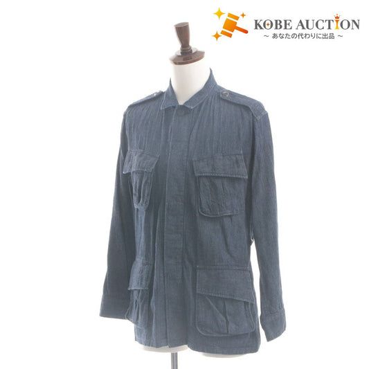 ■ BONCOURA デニムジャケット JUNGLE FATIGUE ジージャン 長袖 アウター ミリタリー 米軍戦闘服ベース メンズ 38 (M~L相当) ネイビー