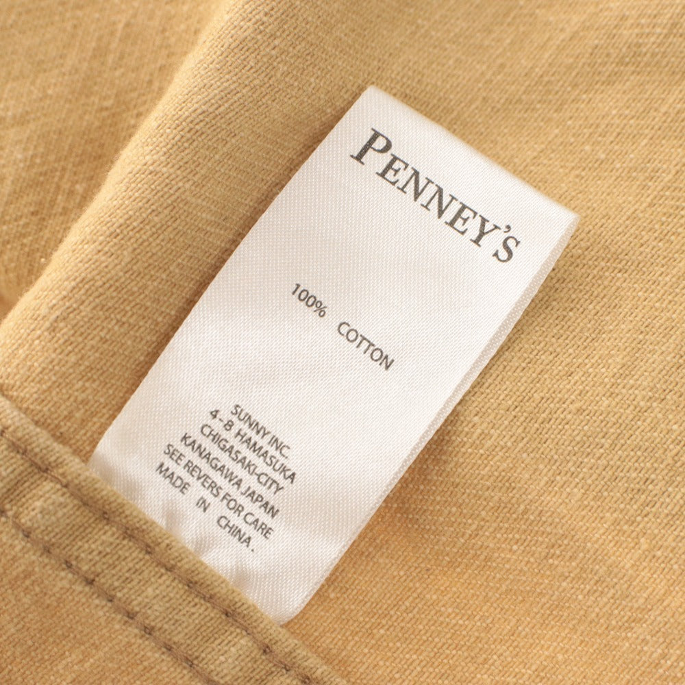 ■ PENNEYS Exclusive Model Collarless Coverall Jacket Long Sleeve Outer V-Neck Chest Pocket Buttons Men's (Fits L) Beige