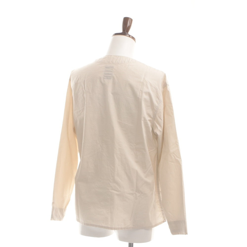 ■ Right-on BACK NUMBER Collarless Shirt Jacket Long Sleeve Outer Jungle Fatigue Military Chest Pockets Men's M Beige