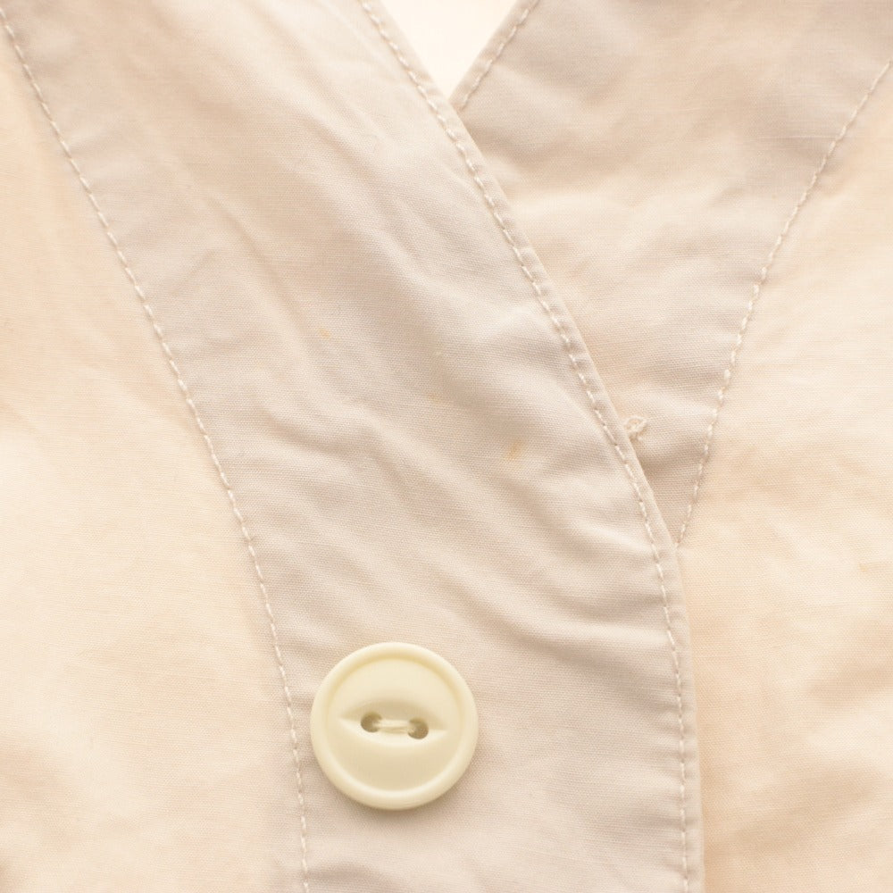 ■ Right-on BACK NUMBER Collarless Shirt Jacket Long Sleeve Outer Jungle Fatigue Military Chest Pockets Men's M Beige