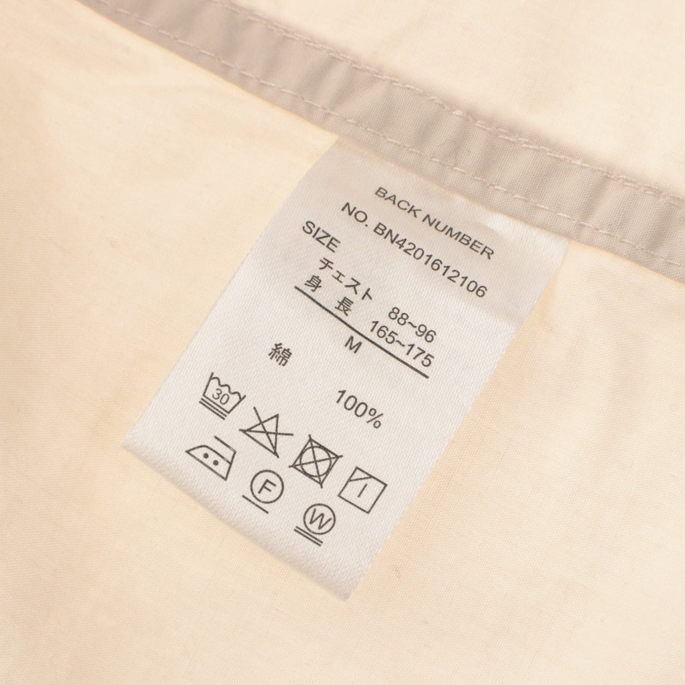 ■ Right-on BACK NUMBER Collarless Shirt Jacket Long Sleeve Outer Jungle Fatigue Military Chest Pockets Men's M Beige