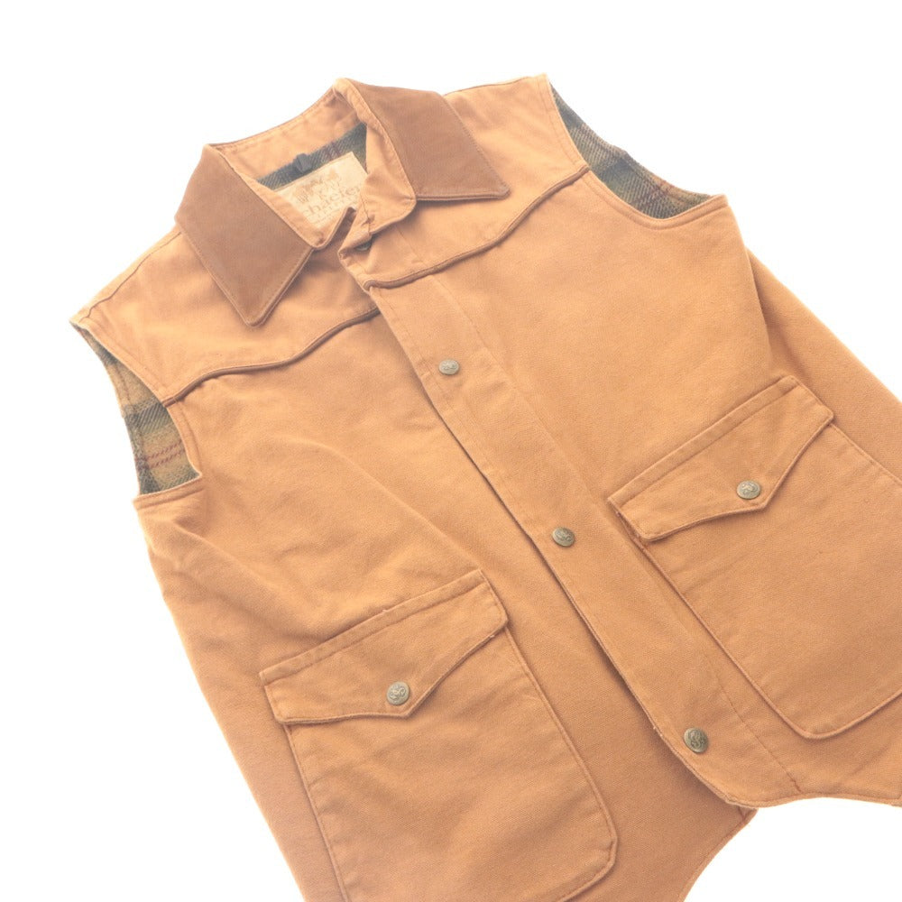 ■ Schaefer Outfitter Western Work Vest Jacket Outerwear Mid-Layer Collar Zip-up Made in U.S.A. Men's S Light Brown