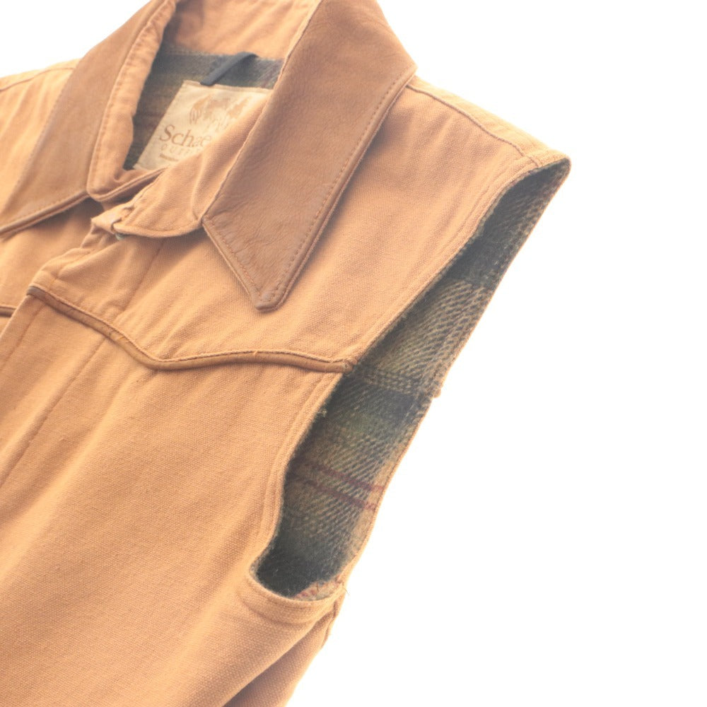 ■ Schaefer Outfitter Western Work Vest Jacket Outerwear Mid-Layer Collar Zip-up Made in U.S.A. Men's S Light Brown