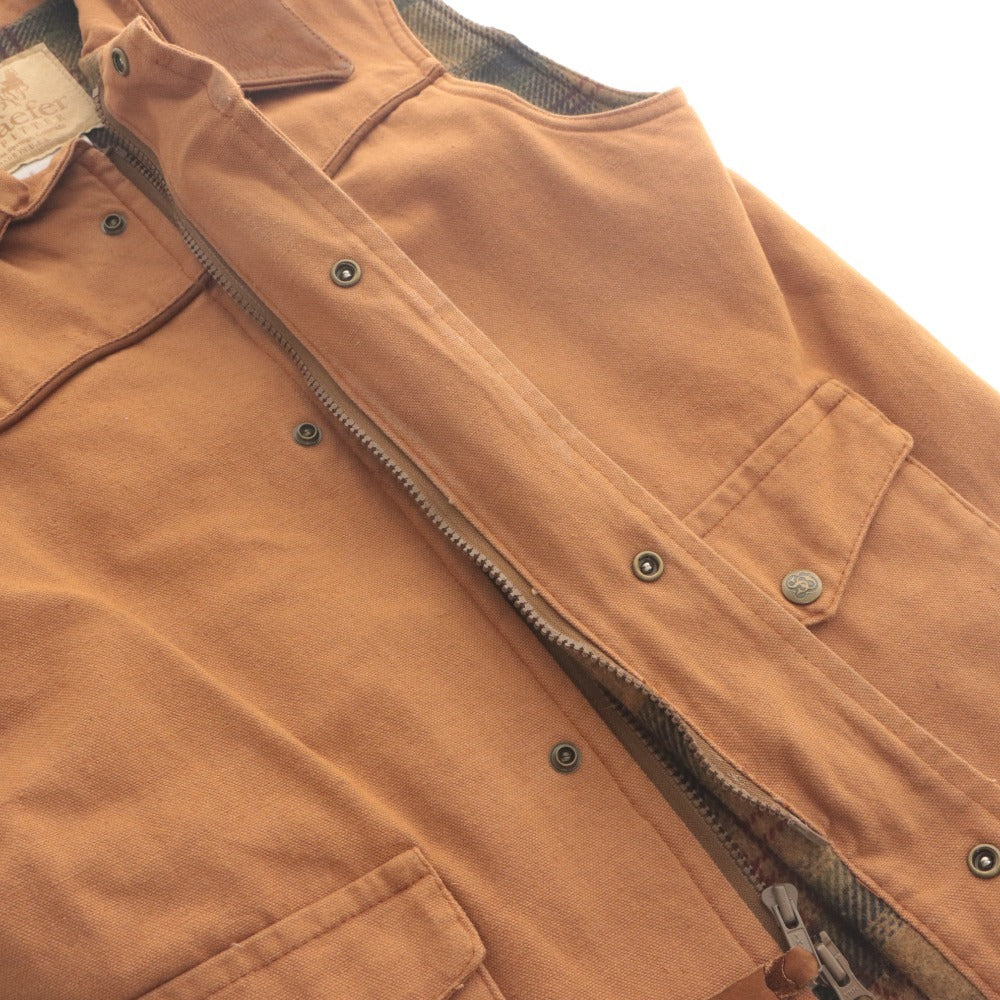 ■ Schaefer Outfitter Western Work Vest Jacket Outerwear Mid-Layer Collar Zip-up Made in U.S.A. Men's S Light Brown