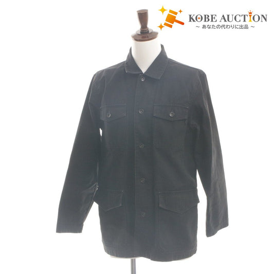 ■ DEPT デプト ワークジャケット ミリタリー サファリ 長袖 アウター ORIGINAL WEAR 襟 前ボタン 胸ポケット コットン メンズ S 黒