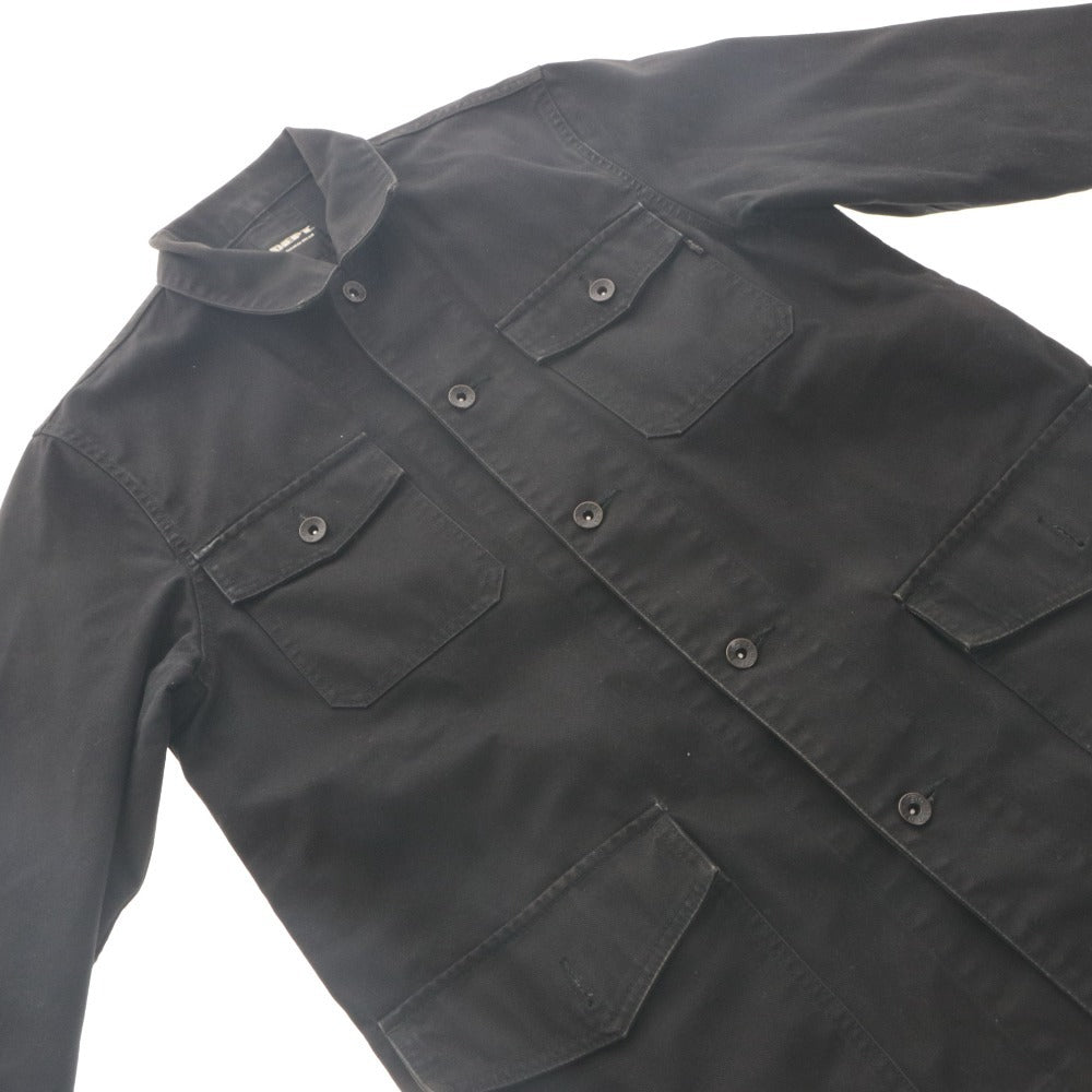 ■ DEPT Work Jacket Military Safari Long Sleeve Outer ORIGINAL WEAR Collar Front Buttons Chest Pockets Cotton Men's S Black