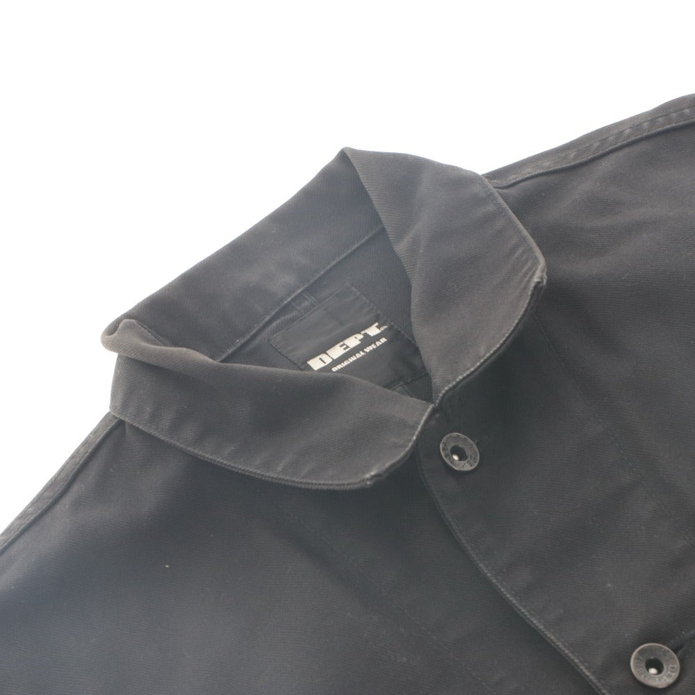 ■ DEPT Work Jacket Military Safari Long Sleeve Outer ORIGINAL WEAR Collar Front Buttons Chest Pockets Cotton Men's S Black