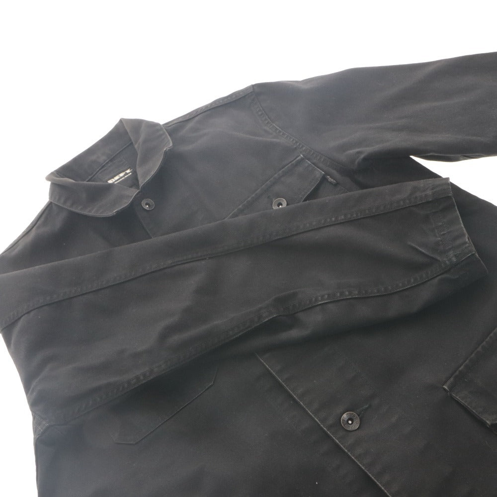 ■ DEPT Work Jacket Military Safari Long Sleeve Outer ORIGINAL WEAR Collar Front Buttons Chest Pockets Cotton Men's S Black