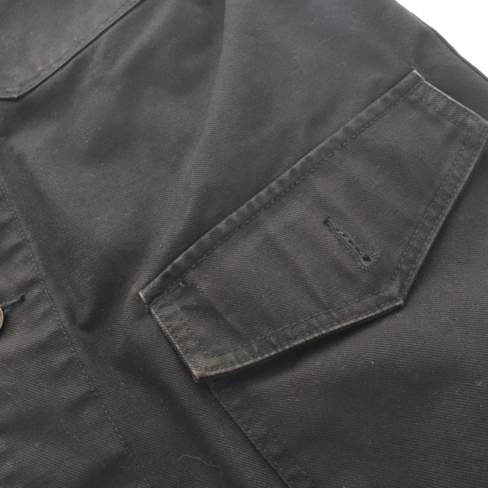 ■ DEPT Work Jacket Military Safari Long Sleeve Outer ORIGINAL WEAR Collar Front Buttons Chest Pockets Cotton Men's S Black