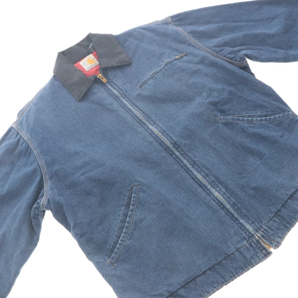 ■ Carhartt 100 YEARS Detroit Jacket Denim Long Sleeve Outer 100th Anniversary Limited Edition Made in 1989 Men's Equivalent to XL Navy Red