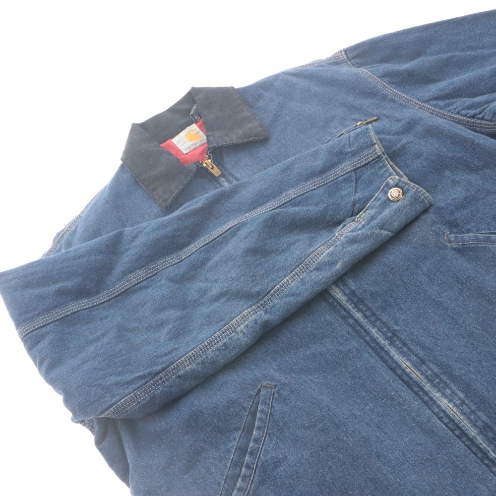 ■ Carhartt 100 YEARS Detroit Jacket Denim Long Sleeve Outer 100th Anniversary Limited Edition Made in 1989 Men's Equivalent to XL Navy Red