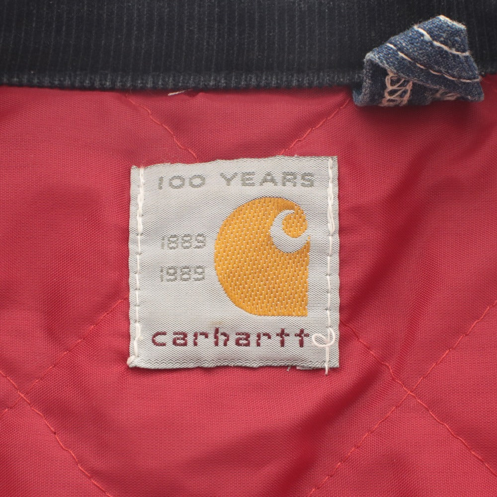 ■ Carhartt 100 YEARS Detroit Jacket Denim Long Sleeve Outer 100th Anniversary Limited Edition Made in 1989 Men's Equivalent to XL Navy Red