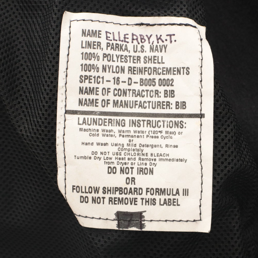 ■ U.S. NAVY U.S. Navy Authentic Fleece Liner Jacket by BIB Co., 2016, Long Sleeve Outerwear, Zip-Up, Men's S-XXS, Black