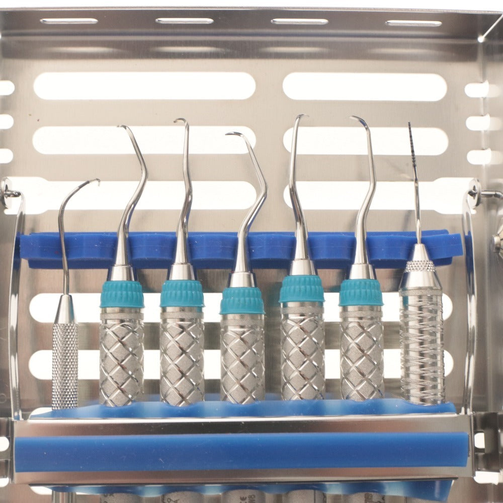 ■ Hu-Friedy Sterilization Cassette IMS Dental Instruments Periodontal Surgical Scalers 7-Piece