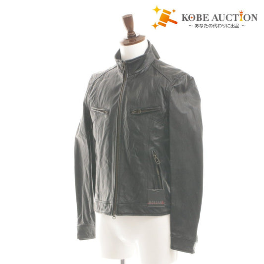 ■ MORGAN HOMME モルガンオム レザージャケット アウター 981G7709 ファスナー ポケット メンズ M ブラック