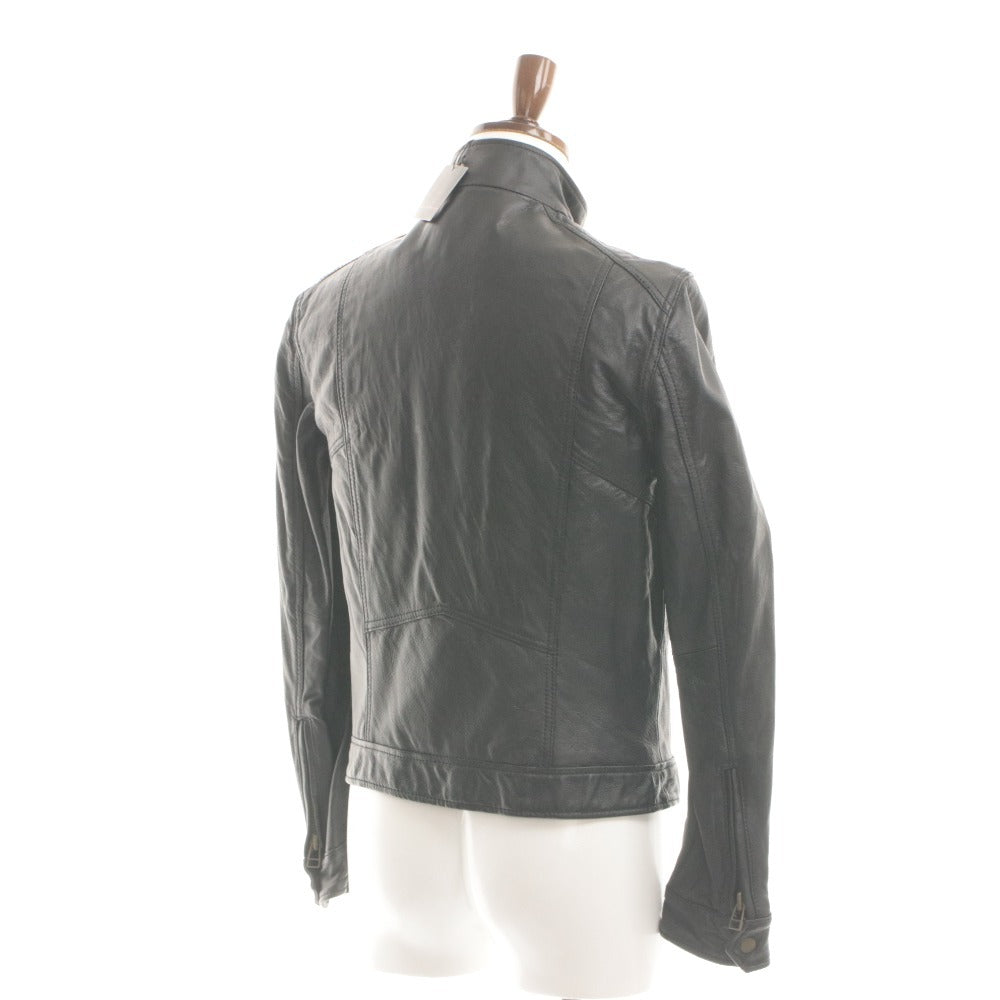 ■ MORGAN HOMME モルガンオム レザージャケット アウター 981G7709 ファスナー ポケット メンズ M ブラック