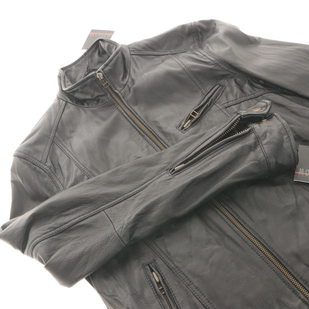 ■ MORGAN HOMME モルガンオム レザージャケット アウター 981G7709 ファスナー ポケット メンズ M ブラック
