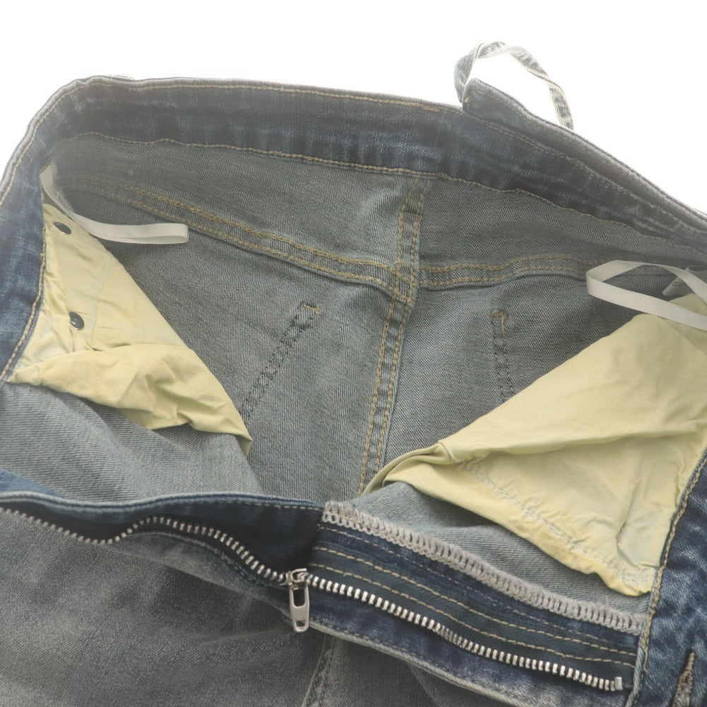 ■ me+em select Wide Denim Pants Jeans Bottoms Design Drawstring Vintage Finish Women's XS Light Blue