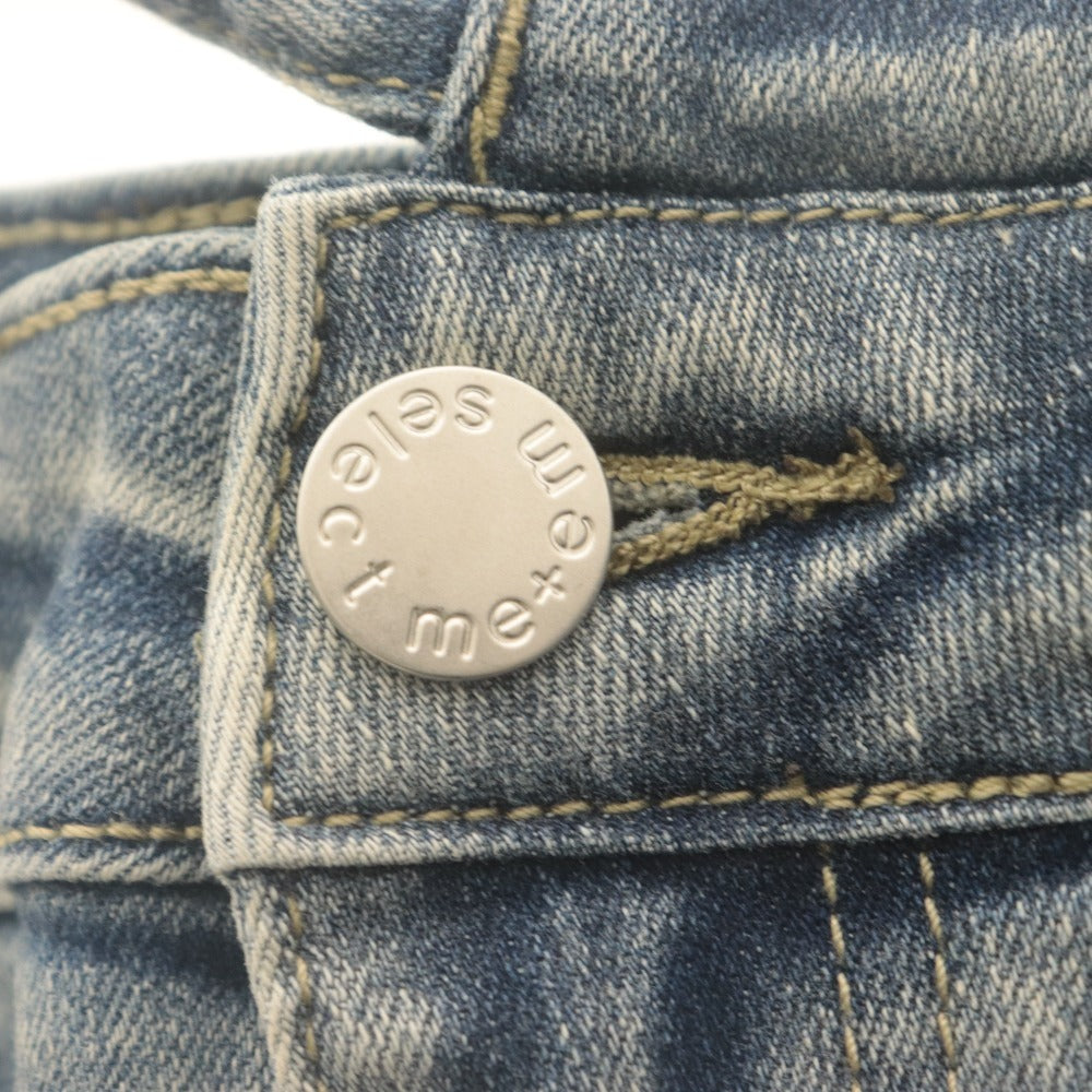 ■ me+em select Wide Denim Pants Jeans Bottoms Design Drawstring Vintage Finish Women's XS Light Blue