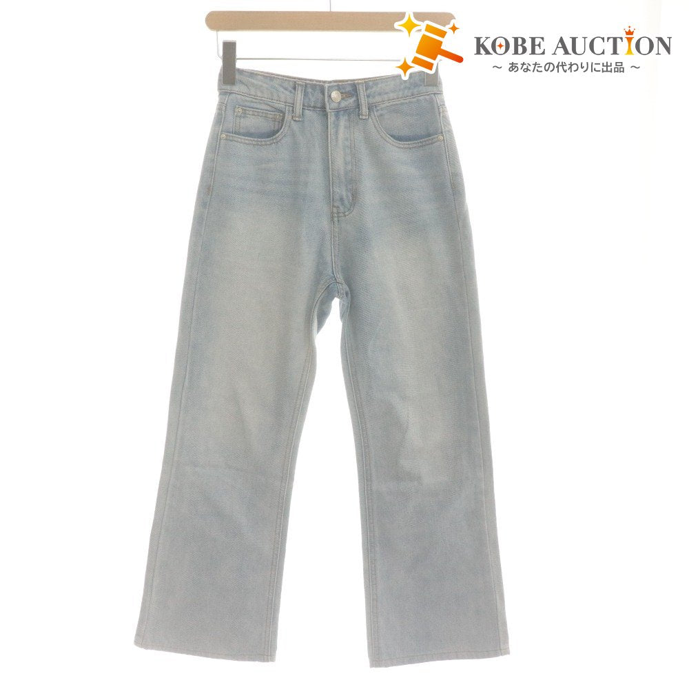■ GRL Semi-Flare Denim Pants Jeans Bottoms Wide Straight Washed Cotton Women's XS Light Blue