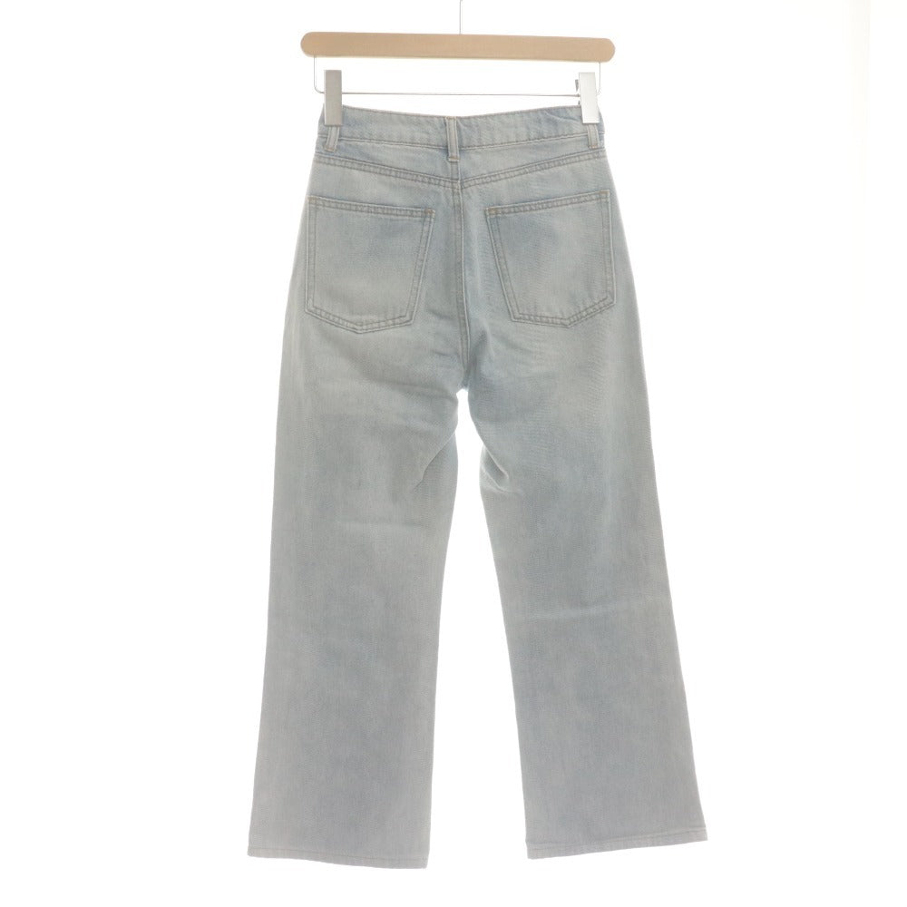■ GRL Semi-Flare Denim Pants Jeans Bottoms Wide Straight Washed Cotton Women's XS Light Blue