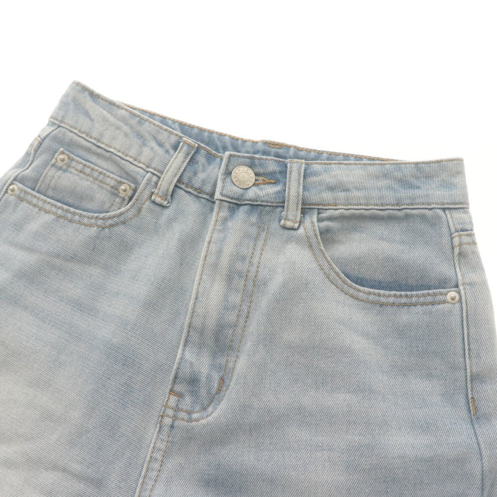■ GRL Semi-Flare Denim Pants Jeans Bottoms Wide Straight Washed Cotton Women's XS Light Blue