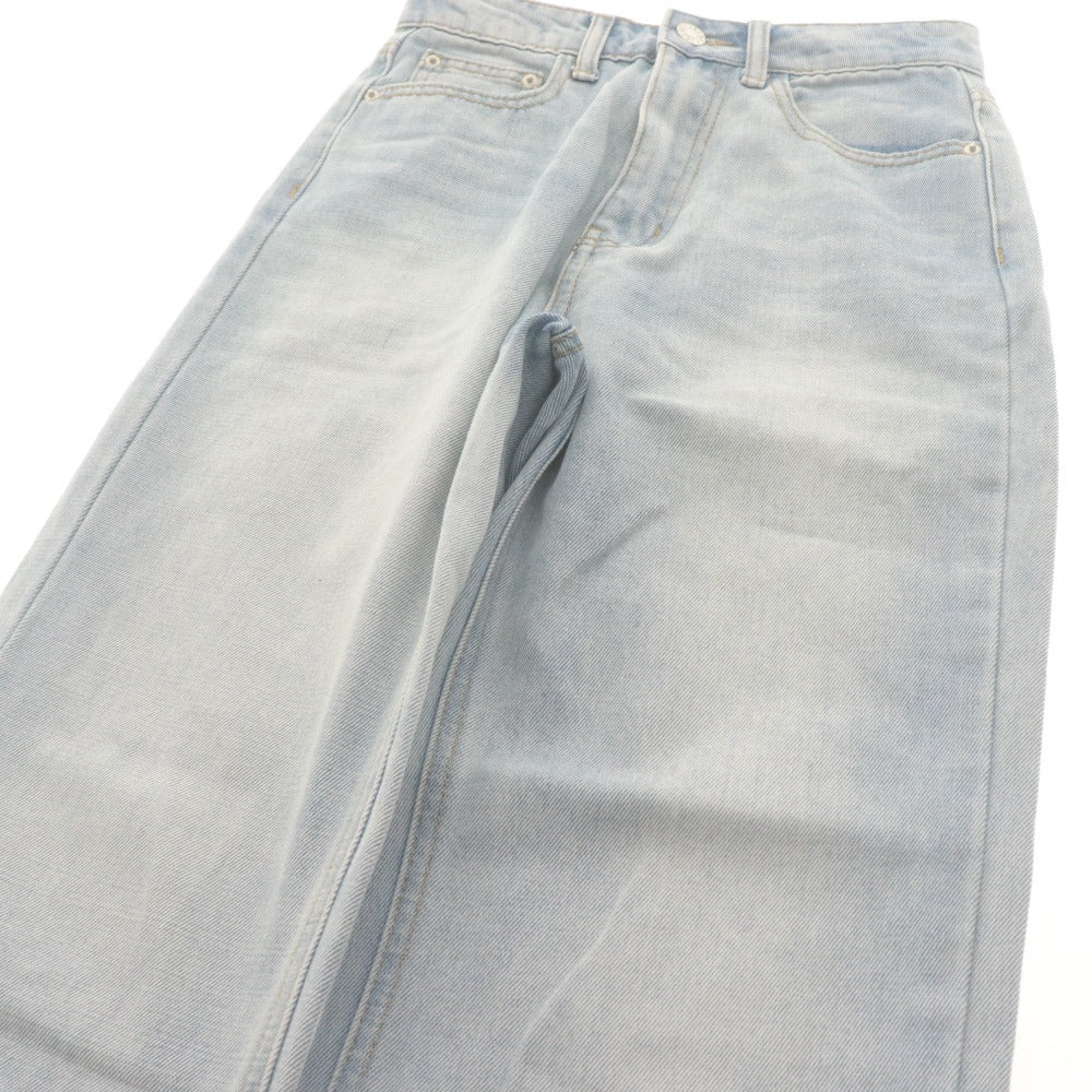 ■ GRL Semi-Flare Denim Pants Jeans Bottoms Wide Straight Washed Cotton Women's XS Light Blue